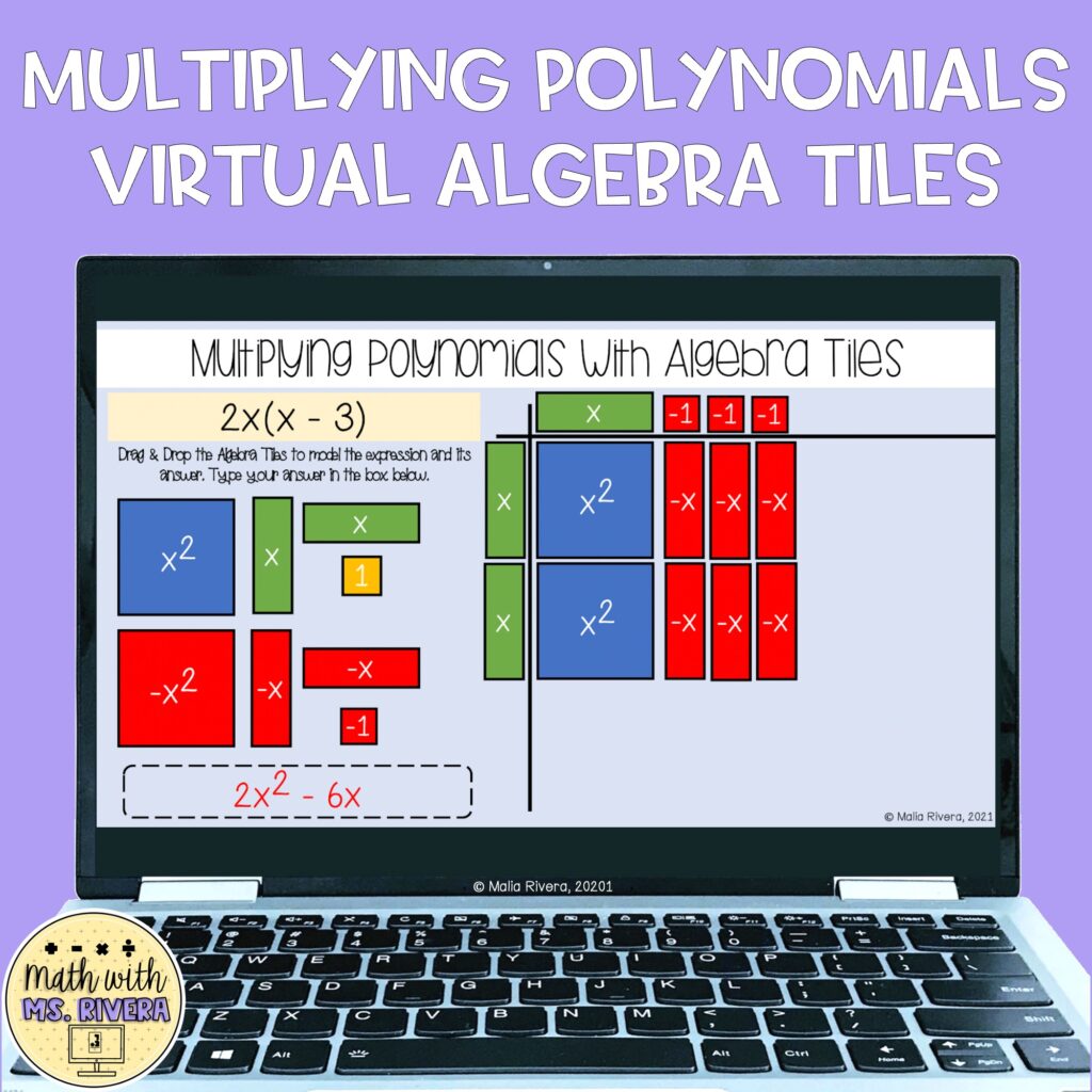 using virtual math manipulatives to multiply polynomials digital resource