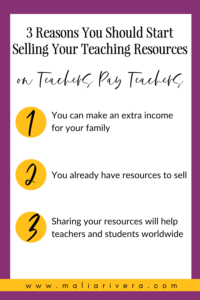 3 Reasons You Should Start Selling Your Teaching Resources Blog Post Graphic