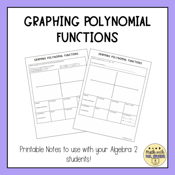 Graphing Polynomial Functions Guided Notes Lesson | Algebra 2 ...