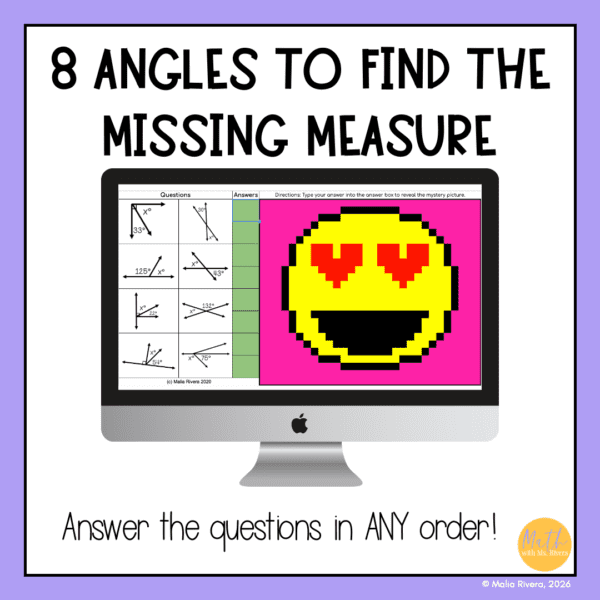 Finding Missing Angle Measures Pixel Art Digital Activity 8th Grade ...