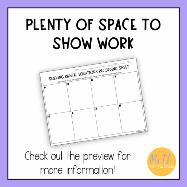 Solving Radical Equations Task Cards Self Checking Activity for Algebra ...