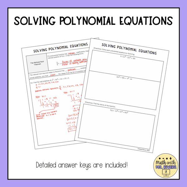 Solving Polynomial Equations Guided Notes Lesson | Algebra 2 Curriculum ...