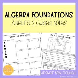 Algebra Foundations Review Guided Notes for Algebra 2 Cover