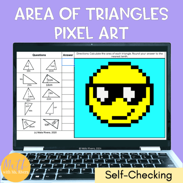 Area of Triangles Pixel Art Digital Activity for 6th Grade Math - Maila ...