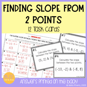 Finding Slope from Two Points Task Cards Self Checking Activity for PreAlgebra