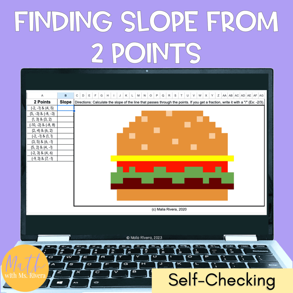 Finding Slope from Two Points Pixel Art Digital Activity for 8th Grade ...