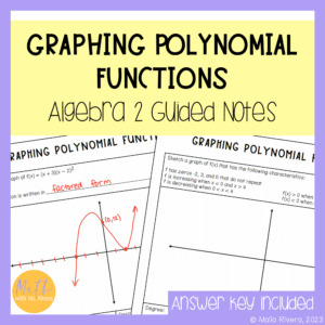 Graphing Polynomial Functions Guided Notes Algebra 2 COVER