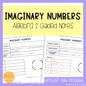 Introduction to Imaginary Numbers Guided Notes for Algebra 2 COVER