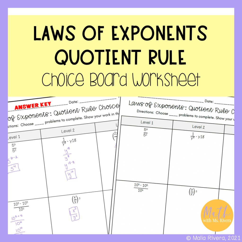 Choice Boards Archives - Maila Rivera | Math with Ms Rivera | High ...