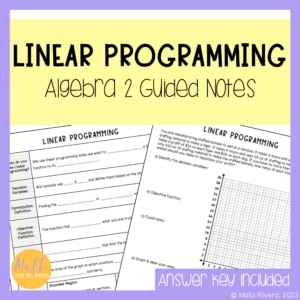 Linear Programming Guided Notes for Algebra 2 COVER