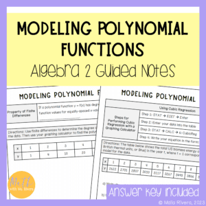 modeling polynomial functions guided notes algebra 2 COVER