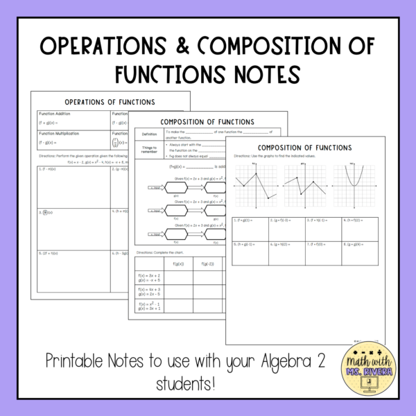 Operations & Composition of Functions Guided Notes for Algebra 2 thumbnail 2