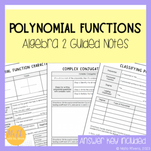 Polynomial Functions unit guided notes bundle cover