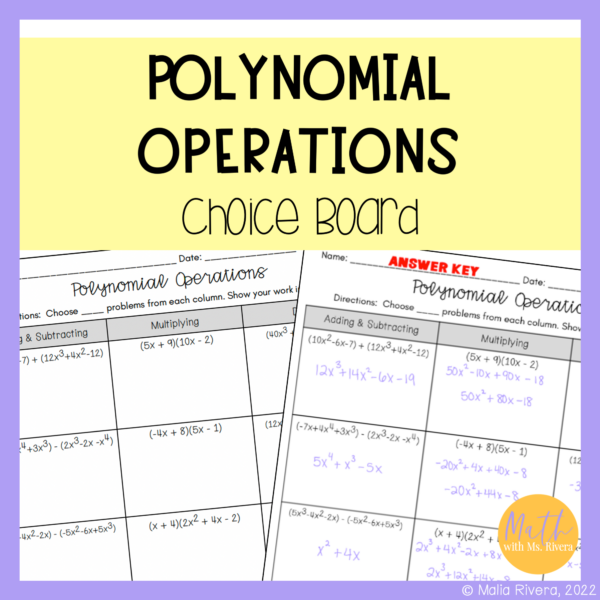 polynomial-operations-choice-board-worksheets-COVER