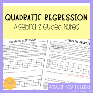 Quadratic Regression Guided Notes for Algebra 2 COVER