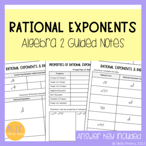 Converting Rational Exponents Guided Notes Lesson for Algebra 2