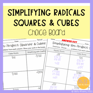 simplifying-radical-expressions-square-roots-cube-roots-choice-board-worksheet-COVER