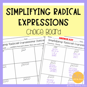 simplifying-radical-expressions-with-variables-choice-board-worksheet-COVER