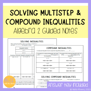 Solving Multi Step & Compound Inequalities Algebra 2 Guided Notes cover