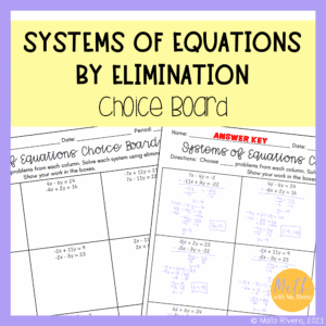 solving-systems-of-equations-by-elimination-choice-board-worksheet-COVER