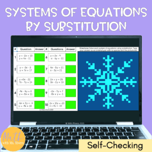 Solving Systems of Equations by Substitution Pixel Art COVER