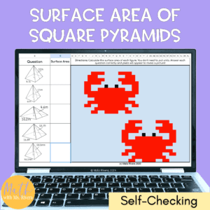 Surface Area of Square Based Pyramids Pixel Art COVER