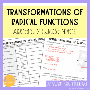 Transformations of Radical Functions Guided Notes Lesson for Algebra 2