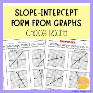 writing-in-slope-intercept-form-from-graphs-choice-board-worksheet-COVER