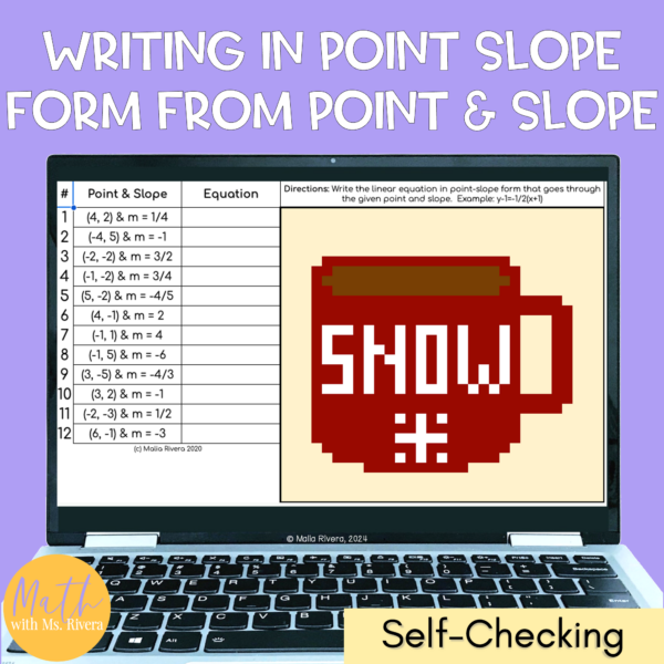 Writing Linear Equations in Point Slope Form Given a Point & Slope ...