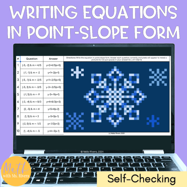 Writing Linear Equations Point Slope Form from Point & Slope Digital ...
