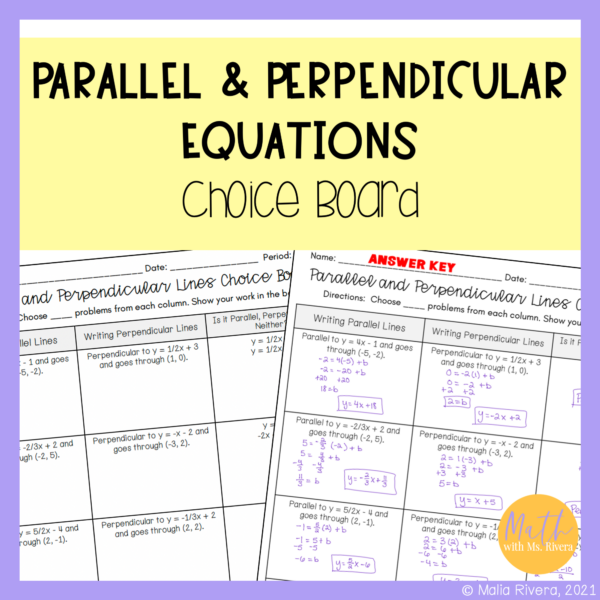 writing-parallel-perpendicular-equations-choice-board-worksheet-COVER