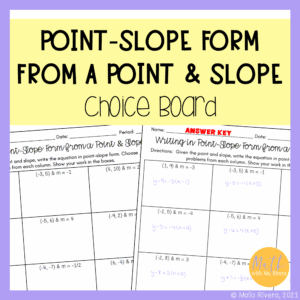 writing-point-slope-form-from-point-and-slope-choice-board-worksheet-COVER