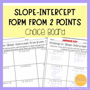 writing-slope-intercept-form-from-2-points-choice-board-worksheet-COVER