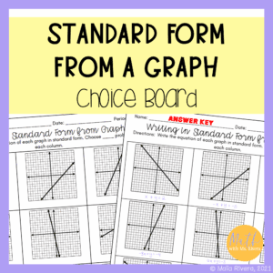 writing-standard-form-from-graphs-choice-board-worksheet-COVER