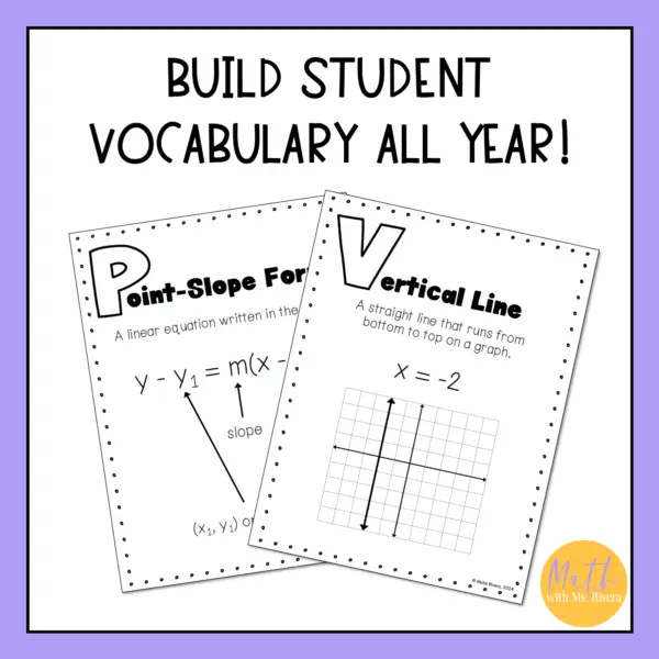 Algebra 1 Full Year Vocabulary Posters & Word Wall Classroom Decor - Image 4