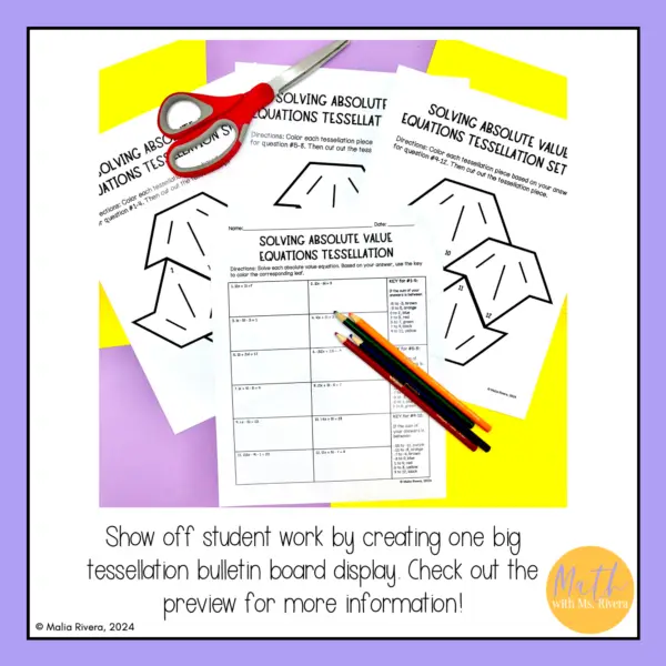 Solving Absolute Value Collaborative Tessellation Bulletin Board Activity Algebra 2 thumbnail 2