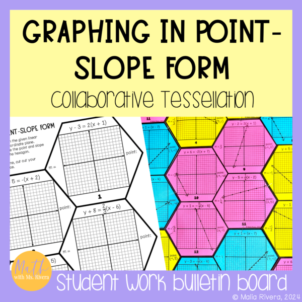 Graphing Linear Equations in Point Slope Form Collaborative Tessellation Bulletin Board Activity for Algebra 1