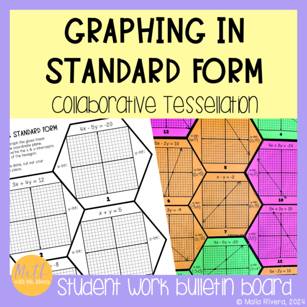 Graphing in Standard Form Collaborative Tessellation Bulletin Board Activity Cover Algebra 1