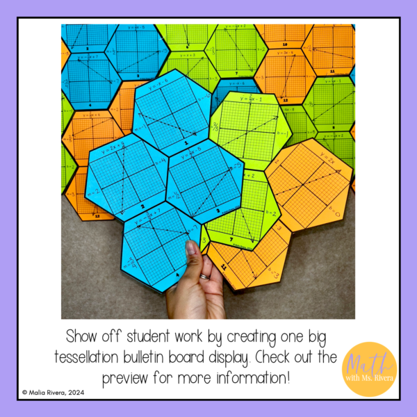 graphing in slope intercept form collaborative tessellation bulletin board algebra 1 thumbnail 2