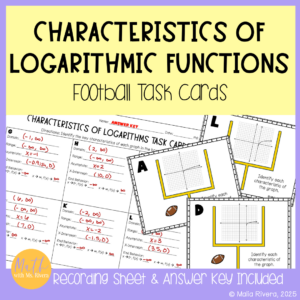 Characteristics-of-Logarithmic-Functions-Football-Task-Cards-COVER