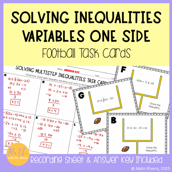 Solving-Multistep-Inequalities-Variables-One-Side-Football-Task-Cards-COVER