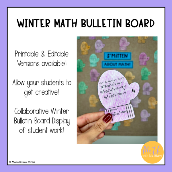 EDITABLE Polynomial Operations Bulletin Board Winter Mittens Display | Algebra - Image 4