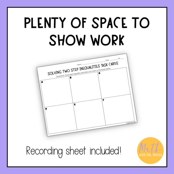 Solving Two Step Inequalities Football Self Checking Task Cards 7th Grade Math - Image 4