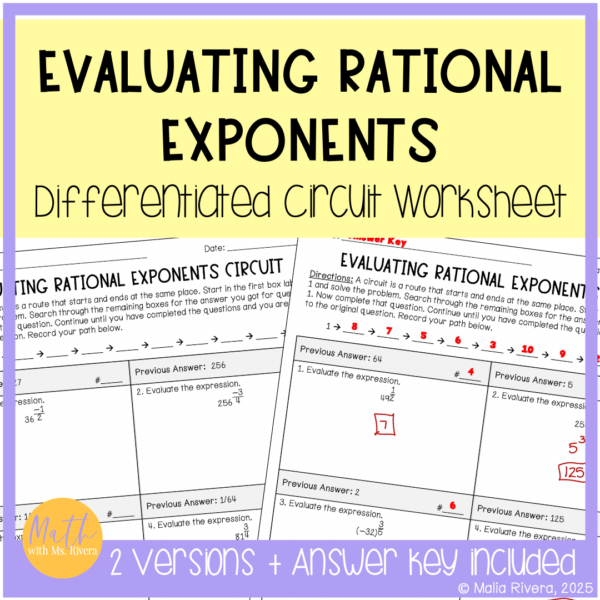 Evaluating-Rational-Exponents-Differentiated-Circuit-Worksheet-Cover