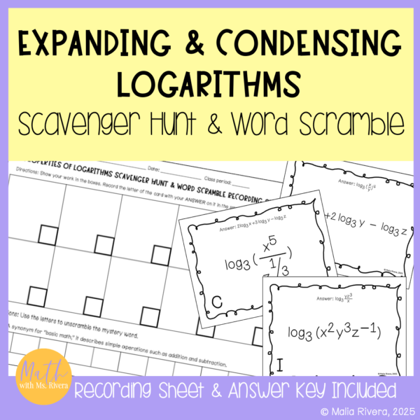 Properties-of-Logs-Scavenger-Hunt-Word-Scramble-COVER