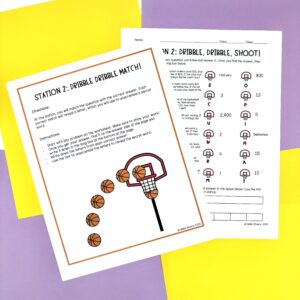 Algebra Review Stations Activity - March Mathness Basketball Theme