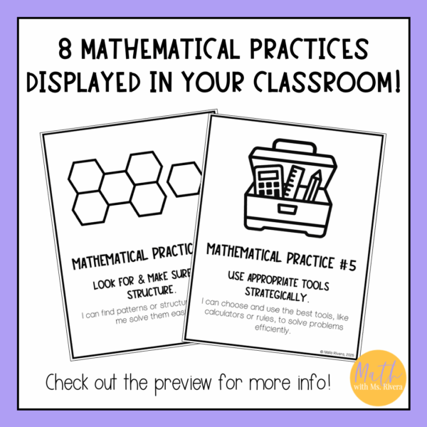 8 Mathematical Practices Classroom Posters Thumbnail 3