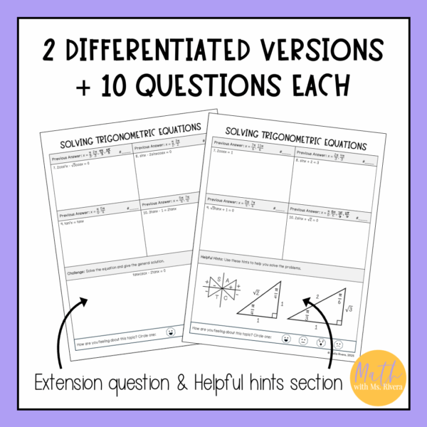 Solving Trigonometric Equations Circuit Worksheet Thumbnail 1
