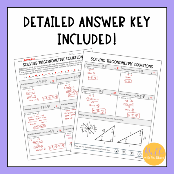 Solving Trigonometric Equations Circuit Worksheet Thumbnail 2