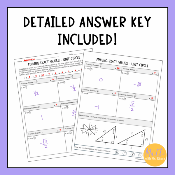 Finding Exact Trig Values on the Unit Circle Differentiated Circuit Worksheet - Image 3